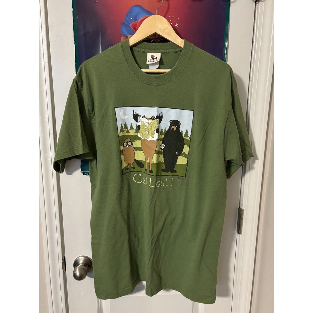 Hatley Mens Olive Green Graphic Print Short Sleeve T-Shirt vintage size na